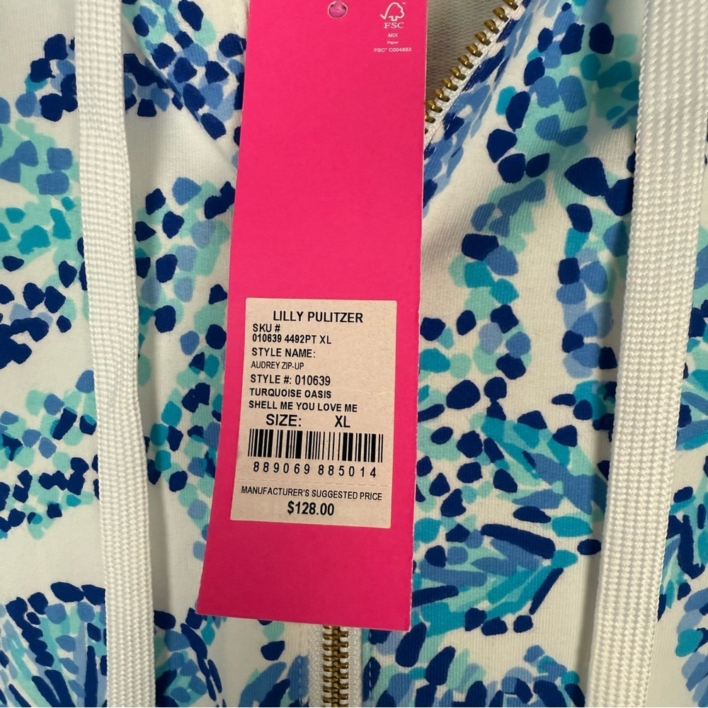 NWT Lilly Pulitzer Audrey Zip Up Hooded Jacket Blue - Picture 5 of 7